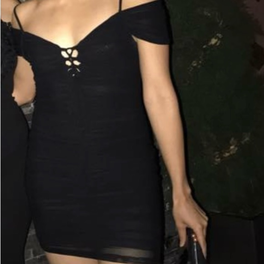 Ruched Black Mini Dress